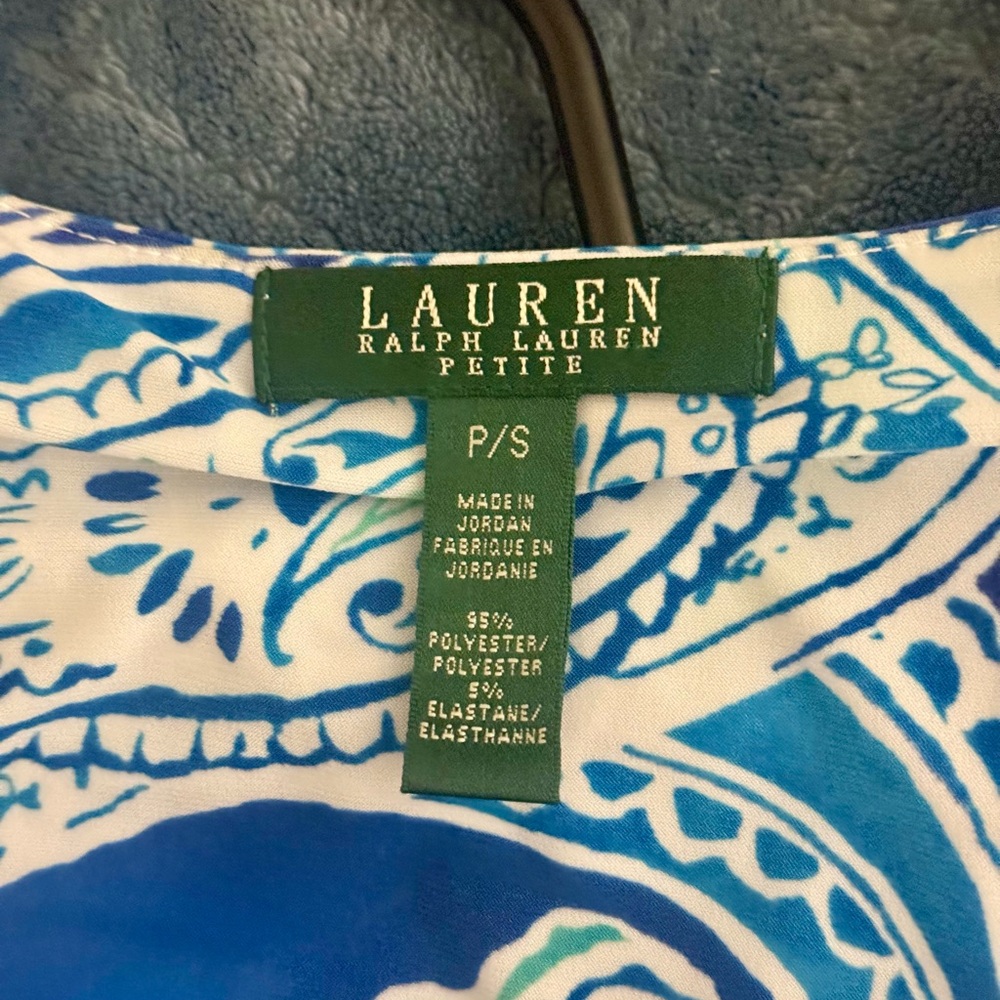 NWOT  Lauren Ralph Lauren Blue & White Paisley Petite Dress - SP - Picture 3 of 3